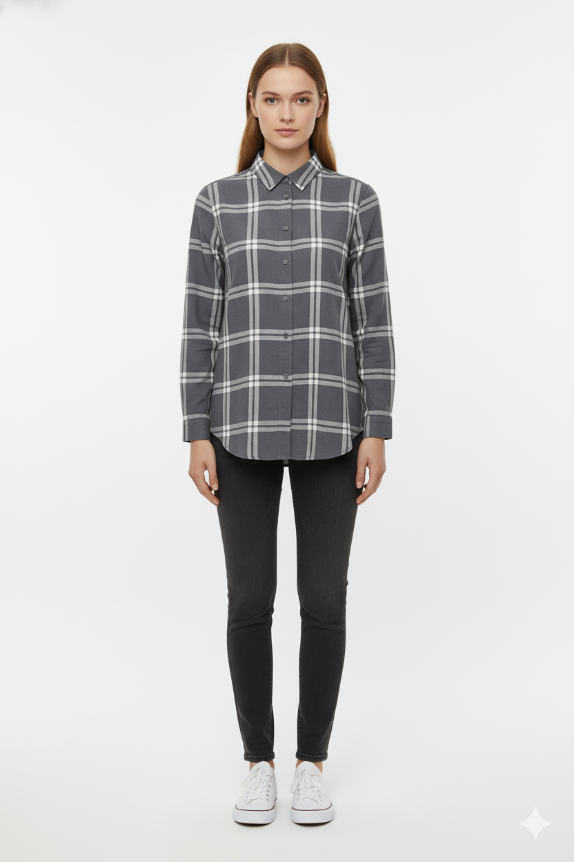 WOMEN ONLY GRAY CHECK SHIRT