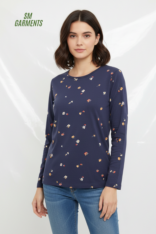 WOMENS PRINTED FULL SLEEVE T SHIRT