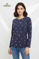 WOMENS PRINTED FULL SLEEVE T SHIRT