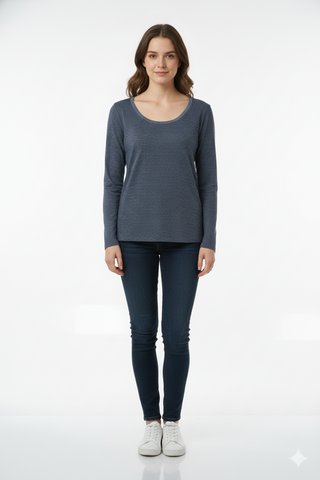 THE BASICS WOMENS STRIPED FULL SLEEVE T SHIRT