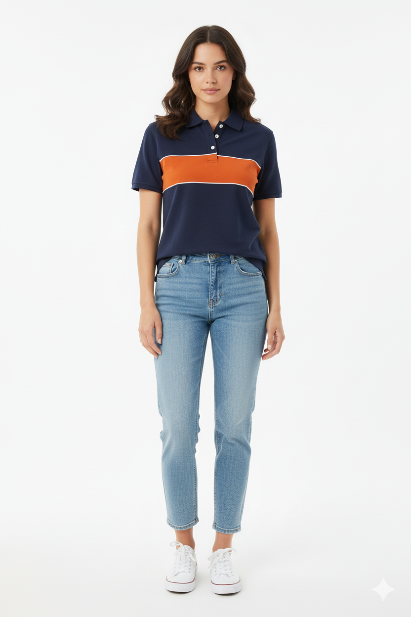 KIABI Womens Regular Fit Short Sleeve Polo