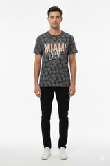 Alphar one men's Vintage men's grey graphic t shirt