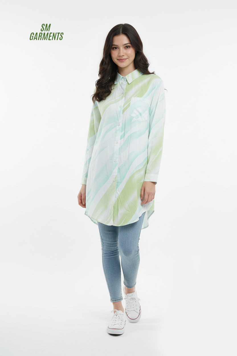 Stylish Abstract Print Tunic MEDIUM LONG Shirt