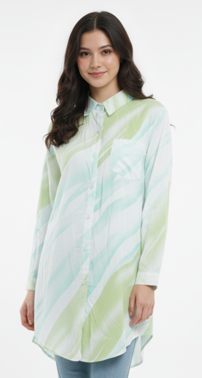 Stylish Abstract Print Tunic MEDIUM LONG Shirt