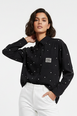 Womens Black Shirt With White Daimond