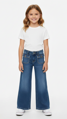 H&M GIRLS WIDE LEG FLAP POCKETS JEANS