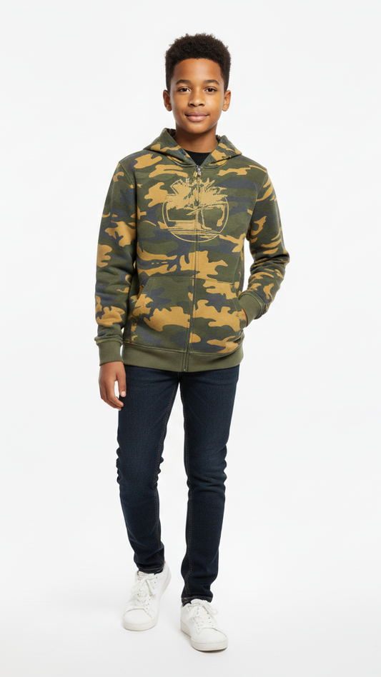 Timberland Boys Camo Full-Zip Hoodie