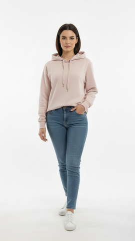 LEFTIES WOMENS BASIC BABY PINK HOODIE