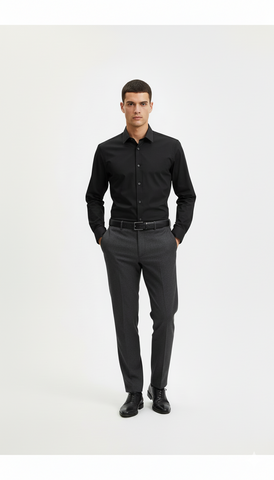 ESPRIT MENS BLACK REGULAR FIT SHIRT