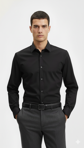 ESPRIT MENS BLACK REGULAR FIT SHIRT