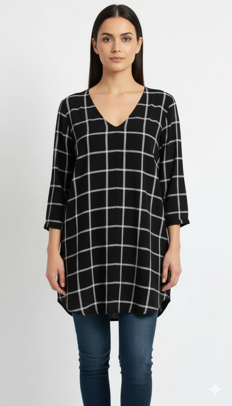 DYNAMITE WOMENS LONG V NECK TOP