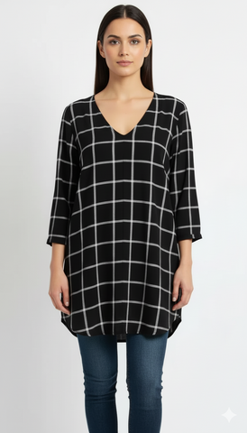 DYNAMITE WOMENS LONG V NECK TOP