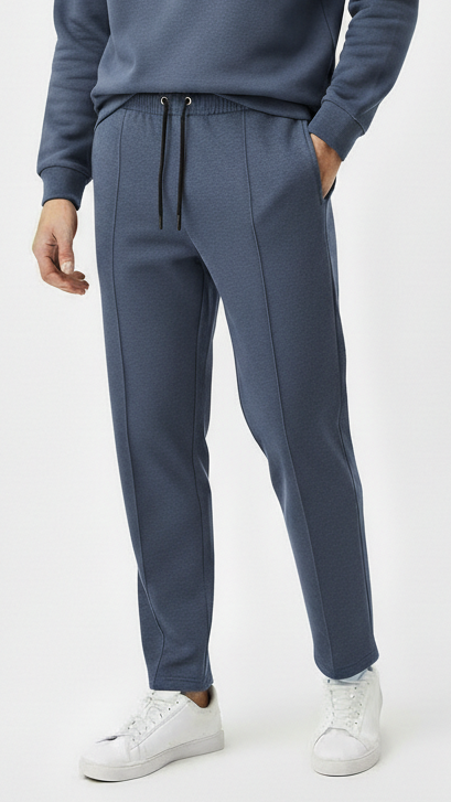 پی بی مینز پائپڈ پنٹک گرےش بلیو ٹراؤزر