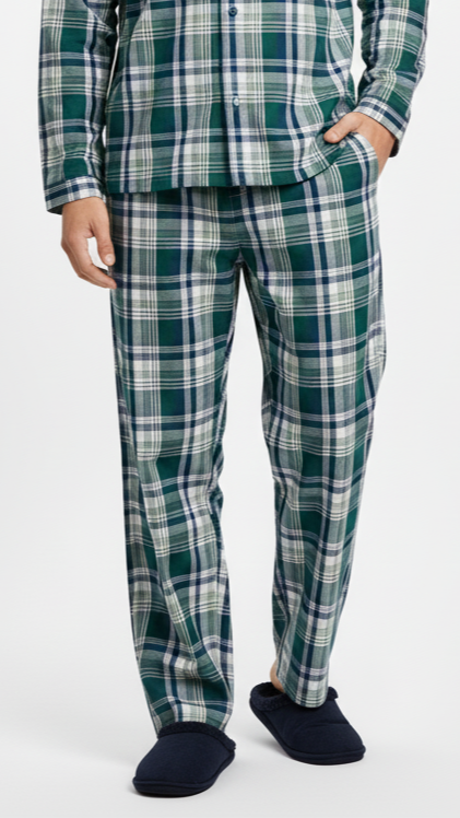 UNIT Mens Green & Blue Plaid Checkered Trouser