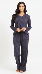 OYSHO WOMEN FLORAL V NECK T SHIRT AND WIDE LEG TROUSER SET