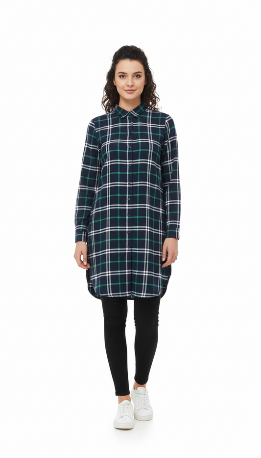 WOMEN ONLY LONG CHECK SHIRT
