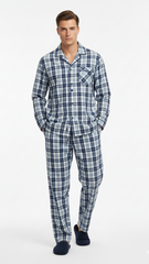 UNIT Mens Blue & White Plaid Checkered Trouser