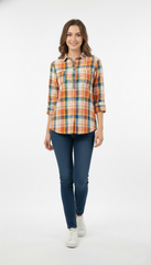 SWEET MUSTARD Women Checked Double Pocket Shirt