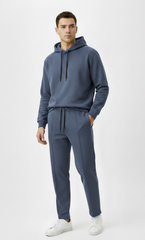 پی بی مینز پائپڈ پنٹک گرےش بلیو ٹراؤزر