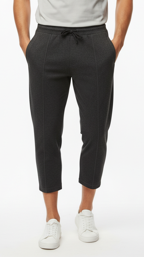 BERSHKA Mens 3 Quarter Charcoal Carrot Loose Fit trouser