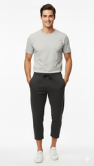 BERSHKA Mens 3 Quarter Charcoal Carrot Loose Fit trouser