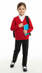 PEP&CO SCHOOL GIRLS BASIC RED CARDIGAN