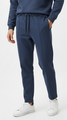 پی بی مینز پائپڈ پنٹک اسٹیل بلیو ٹراؤزر