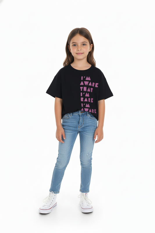 MOKIDA Black Graphic Tee – Im Aware That Im Rare Print