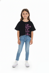 MOKIDA Black Graphic Tee – Im Aware That Im Rare Print