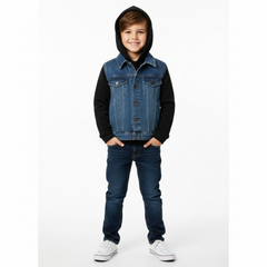DL Kids Denim Hooded Jacket Blue Black