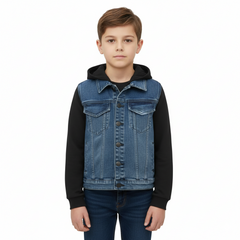 DL Kids Denim Hooded Jacket Blue Black