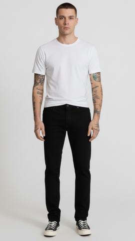 Mens Slim Fit Black Hyper Stretch Jeans