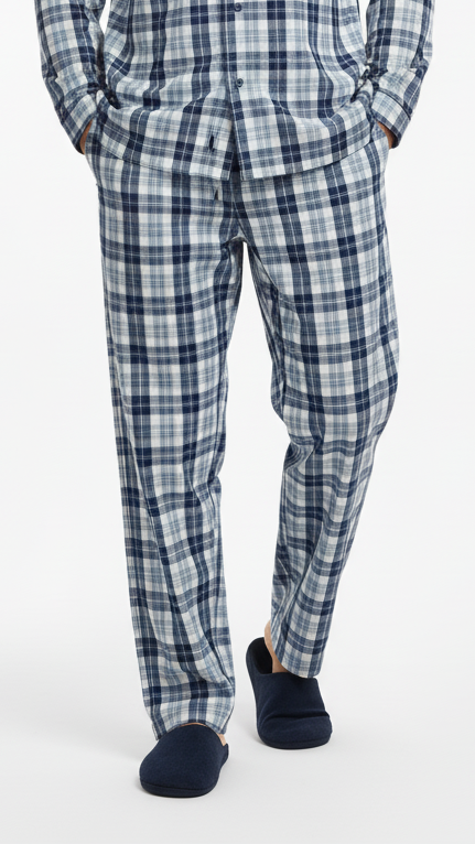 UNIT Mens Blue & White Plaid Checkered Trouser