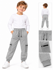 Boys' Cargo Joggers | Light Gray Heather Kids Sweatpants with Pockets