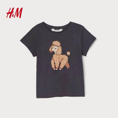 DARK GREY POODLES PRINTED T-SHIRT