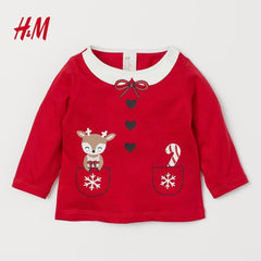 H&M RED BOW PRINTED TSHIRT