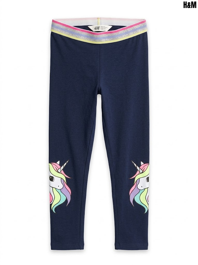 H&M Girls' Navy Blue Unicorn Graphic Stretch Cotton Jersey Leggings| SM GARMENTS