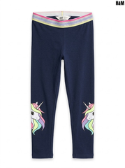 H&M Girls' Navy Blue Unicorn Graphic Stretch Cotton Jersey Leggings| SM GARMENTS