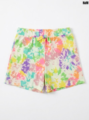 H&M Girls Vibrant Rainbow Pastel Tie-Dye Elastic Waist Cotton Shorts| SM GARMENTS