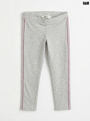 H&M Girls Light Grey Heather Side-Stripe Stretch Cotton Jersey Leggings| SM GARMENTS
