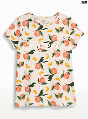 H&M Girls' Off-White Peach & Citrus Print "Dreamer Forever" Short-Sleeve T-Shirt| SM GARMENTS