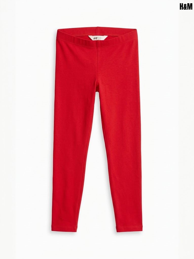H&M Girls Vibrant Red Solid Stretch Cotton Jersey Leggings| SM GARMENTS