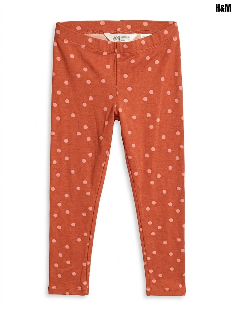 H&M Girls Rust Orange & Pink Polka Dot Stretch Cotton Jersey Leggings| SM GARMENTS