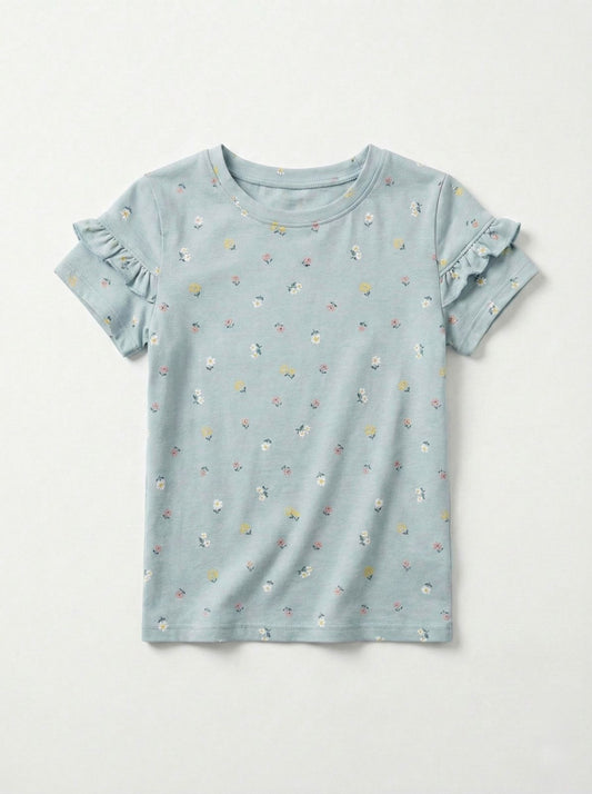 NAME IT Girls Textured Floral Tee