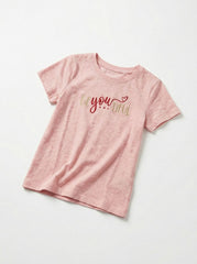 NAME IT Girls Textured Embroided Text Tee