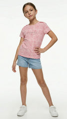 LC WAIKIKI Girls Floral Embroided Text Tee