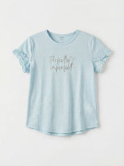 NAME IT Girls Textured Embroided Text Tee