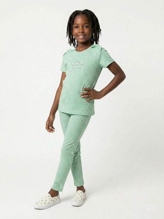 LC WAIKIKI Girls Embroided Flowers and FLoral Printed Tee