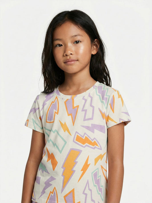 NAME IT Girls White Graphic Printed Tee