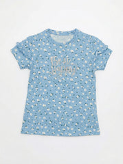 LC WAIKIKI Girls Floral Embroided Text Tee